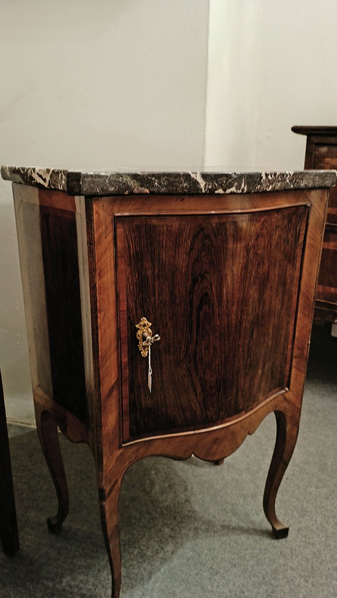 End Of The 18th Century Crossbow Bedside Table With Marble Top-photo-4