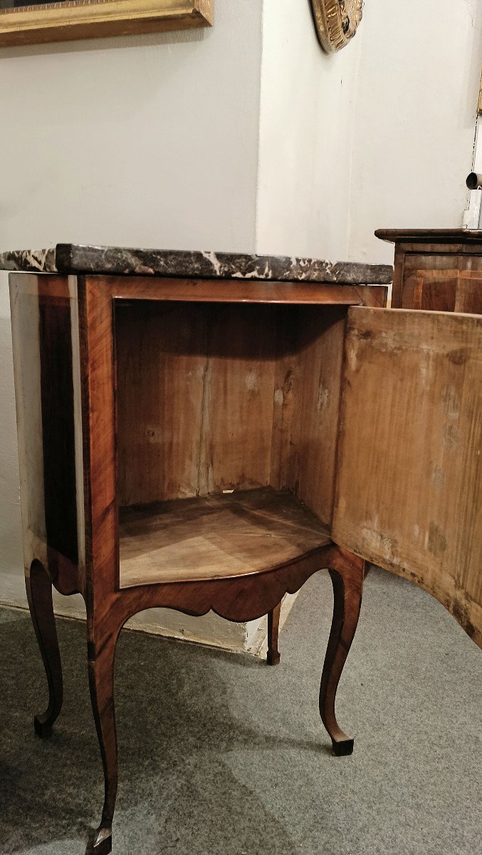 End Of The 18th Century Crossbow Bedside Table With Marble Top-photo-2