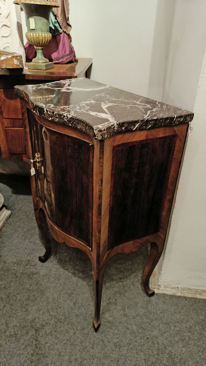 End Of The 18th Century Crossbow Bedside Table With Marble Top-photo-3