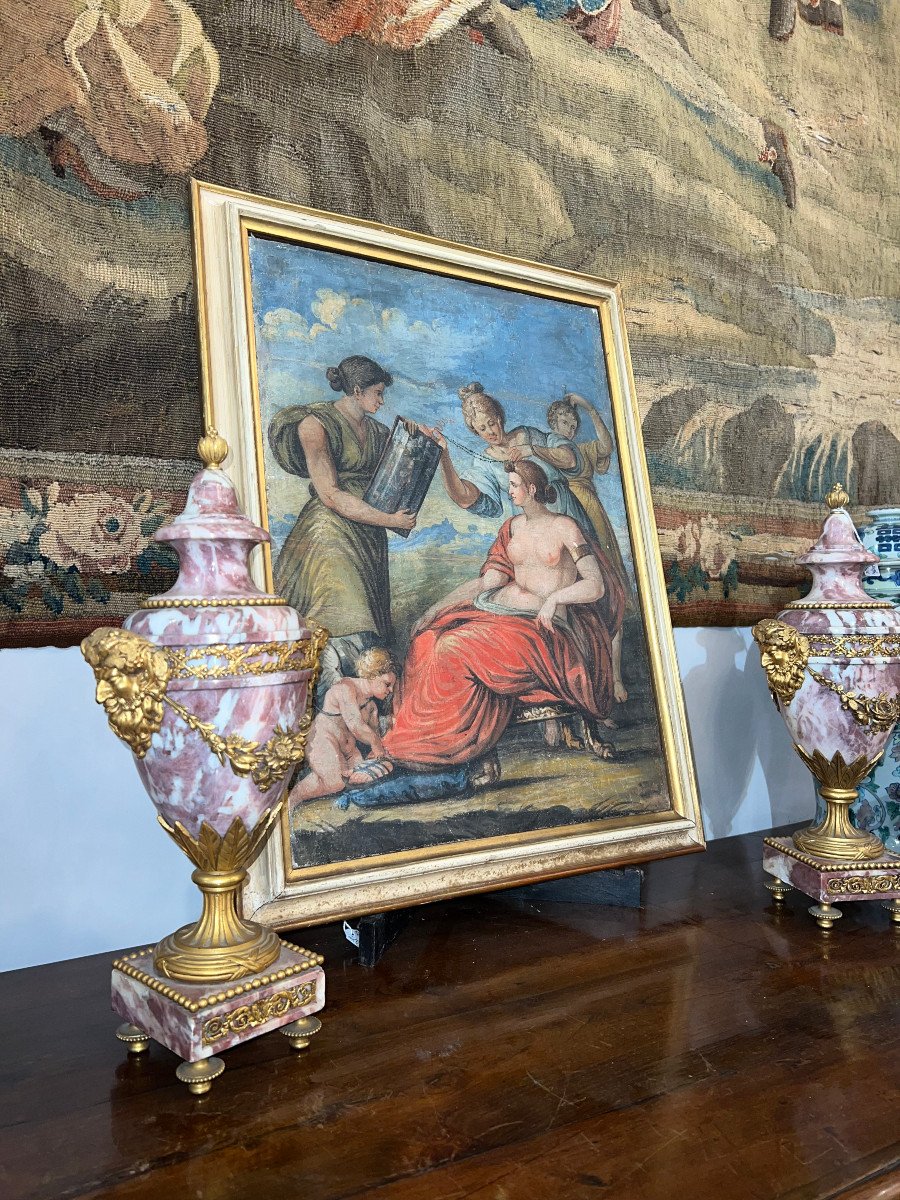 VENUS BAIGNANT, DÉTREMPE SUR TOILE, DEUXIÈME MOITIÉ DU 18ème SIÈCLE-photo-3