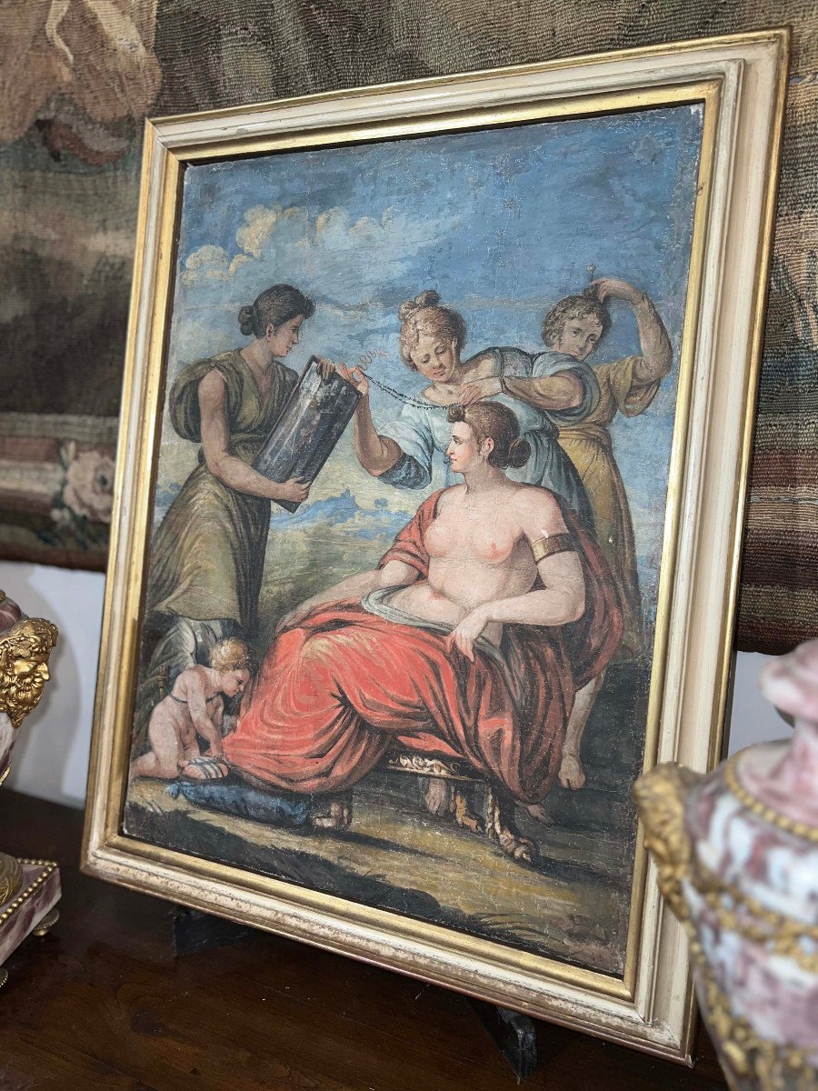 VENUS BAIGNANT, DÉTREMPE SUR TOILE, DEUXIÈME MOITIÉ DU 18ème SIÈCLE-photo-4