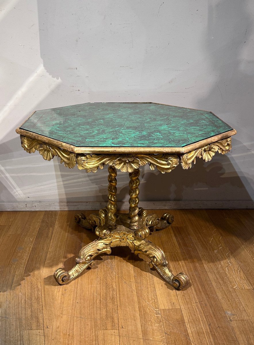 Early 19th Century Gilded Wood Tea Table-photo-2