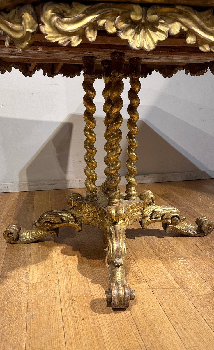 Early 19th Century Gilded Wood Tea Table-photo-4