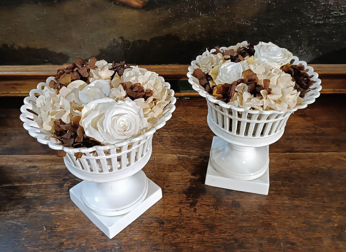 Pair Of 19th Century White Porcelain Fruitstands-photo-4