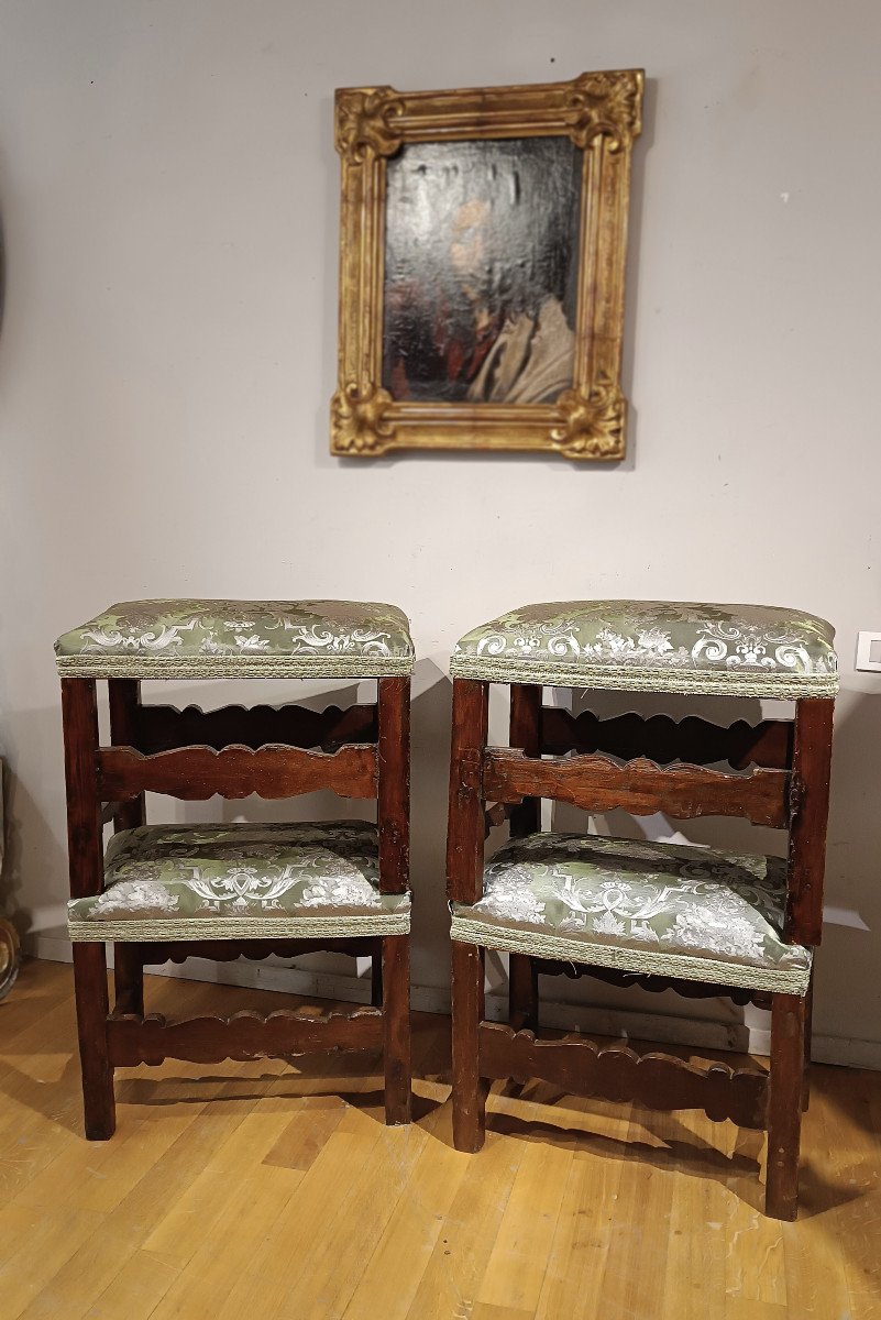 Late 17th Century Four Louis XIV Walnut Stools -photo-4