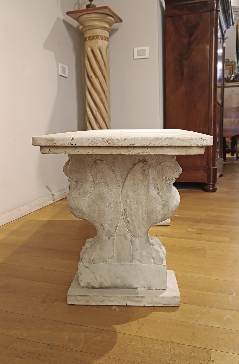 Late 18th Century Marble Bench With Lion Bases -photo-5