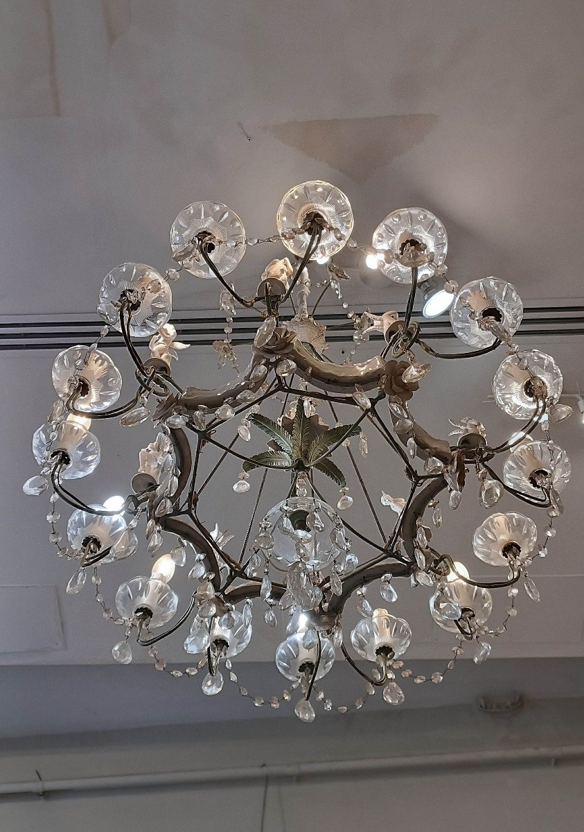 Early 19th Century Chandelier In Crystal And Porcelain -photo-6