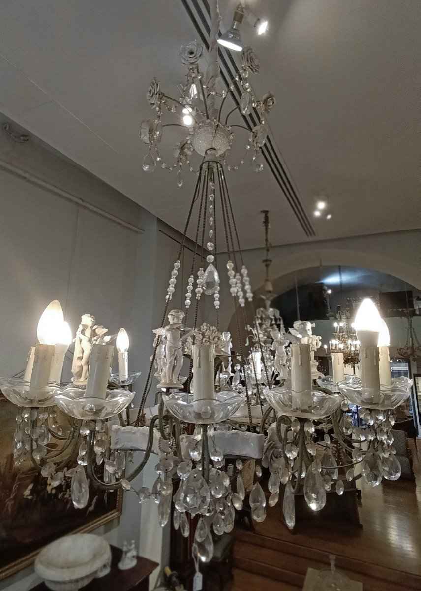 Early 19th Century Chandelier In Crystal And Porcelain -photo-7