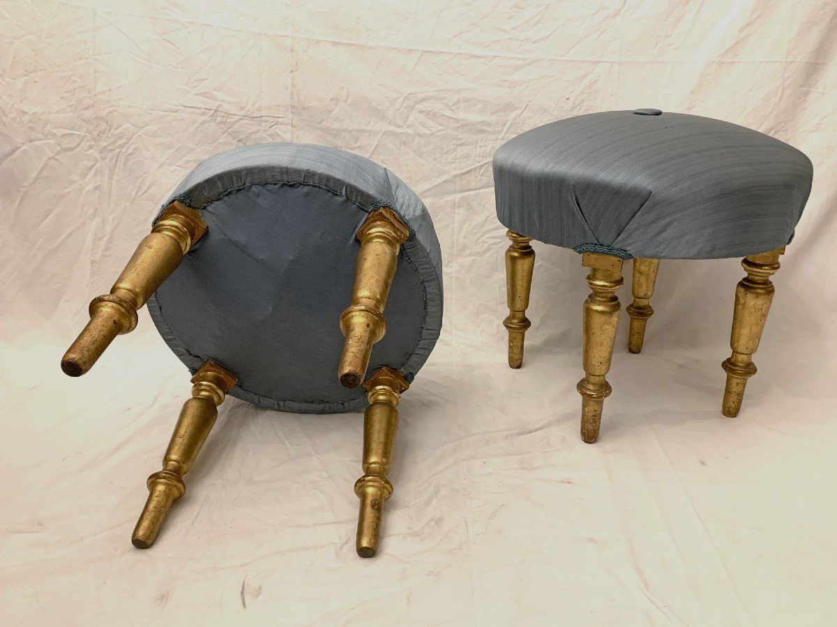 Second Half Of The 19th Century Pair Of Golden Small Benches -photo-6