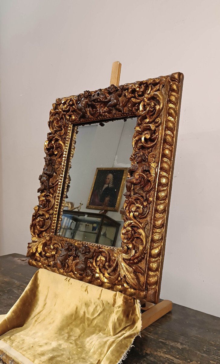 Second Half Of The 16th Century Wooden Gilded Frame With Cupids -photo-2