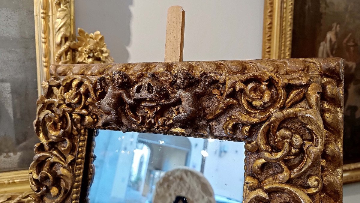 Second Half Of The 16th Century Wooden Gilded Frame With Cupids -photo-3