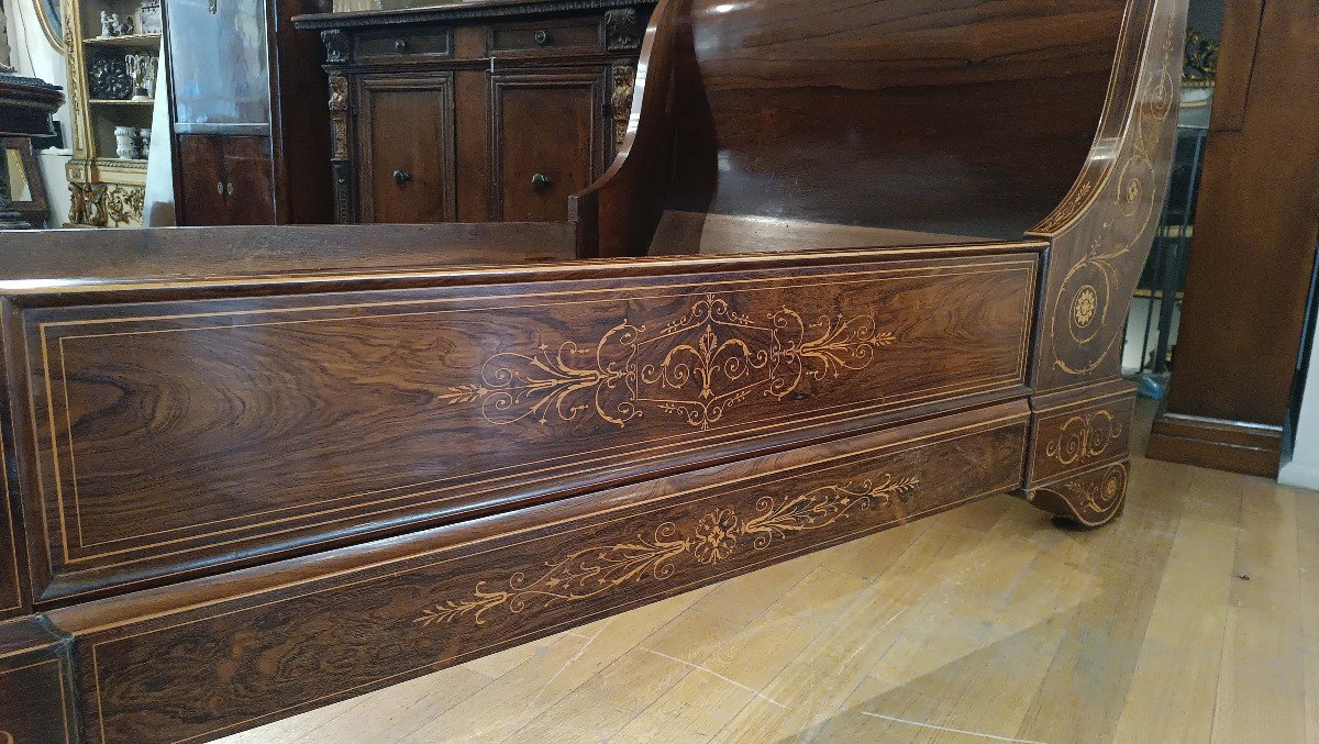 First Half Of The 19th Century Charles X Walnut Bed -photo-7