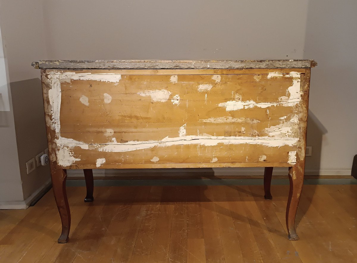 COMMODE EN MARBRE JAUNE SIENNESE DEUXIÈME MOITIÉ DU 18ème SIÈCLE-photo-1