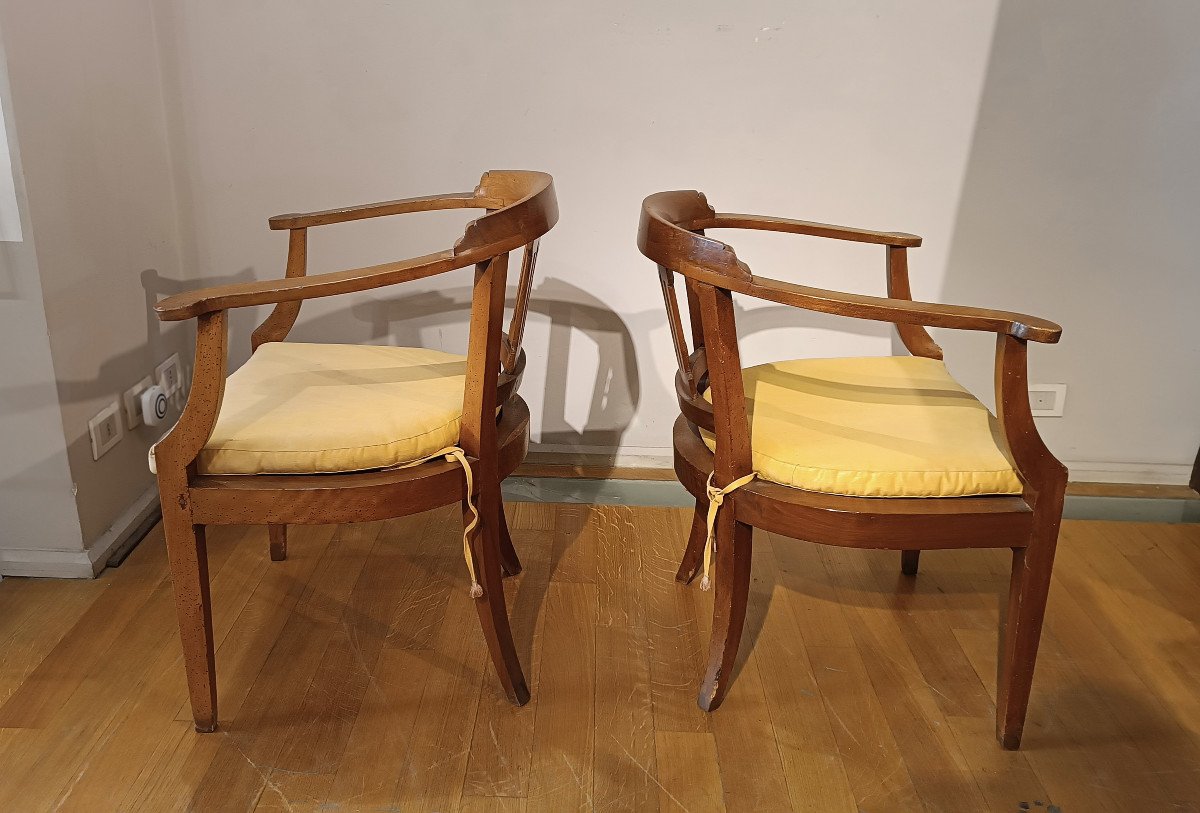 End Of The 18th Century Tuscan Tub Armchairs-photo-4