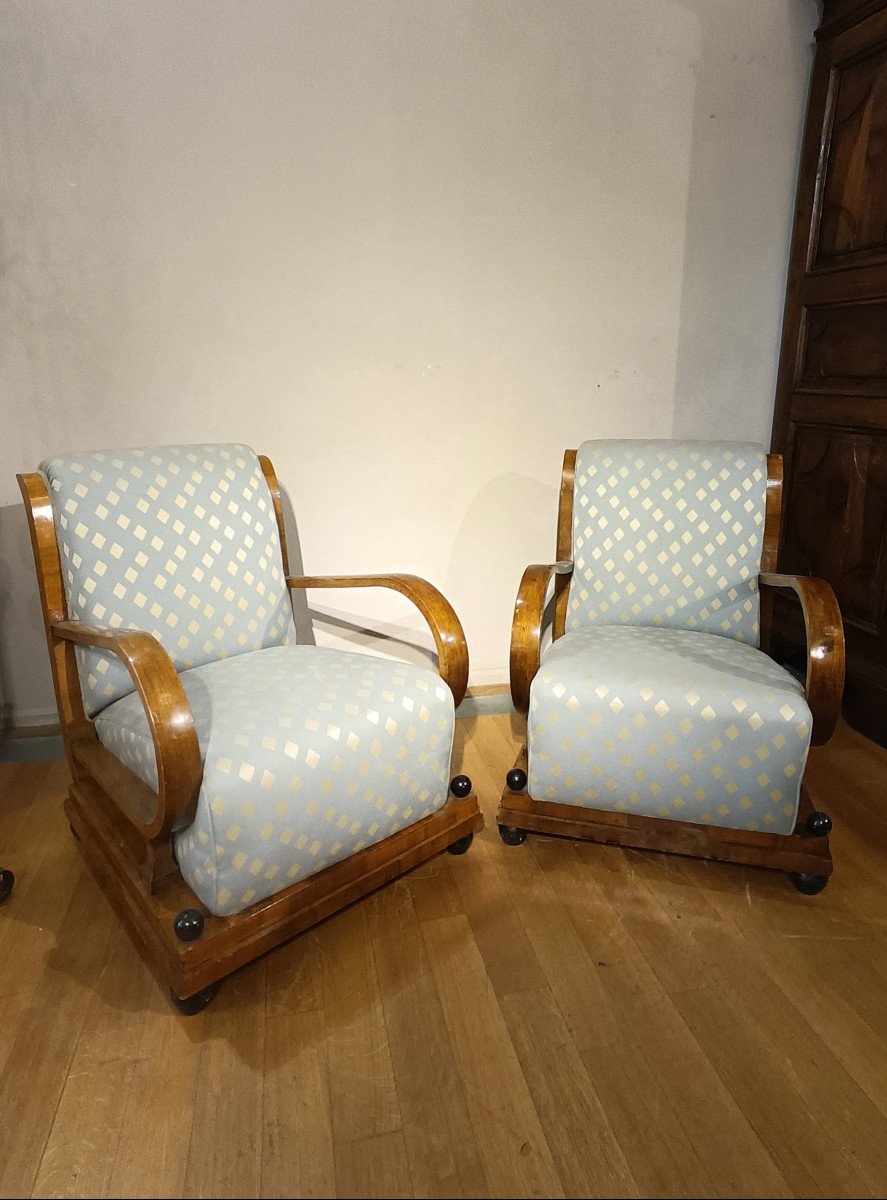 1930s Pair Of Art Deco Armchairs -photo-2