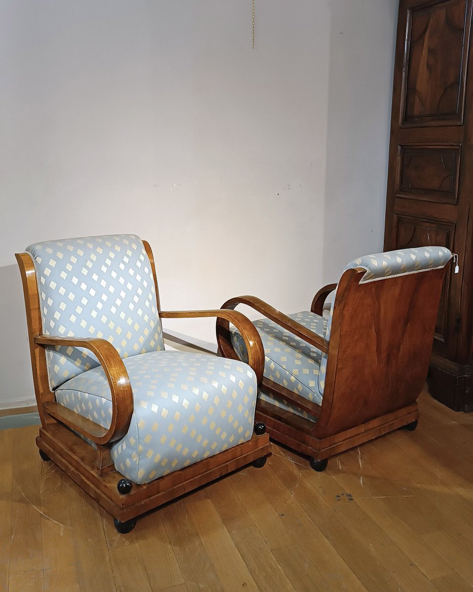 1930s Pair Of Art Deco Armchairs -photo-3