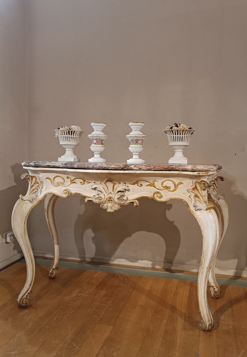 Mid 18th Century Louis XV Lacquered And Golden Console-photo-6