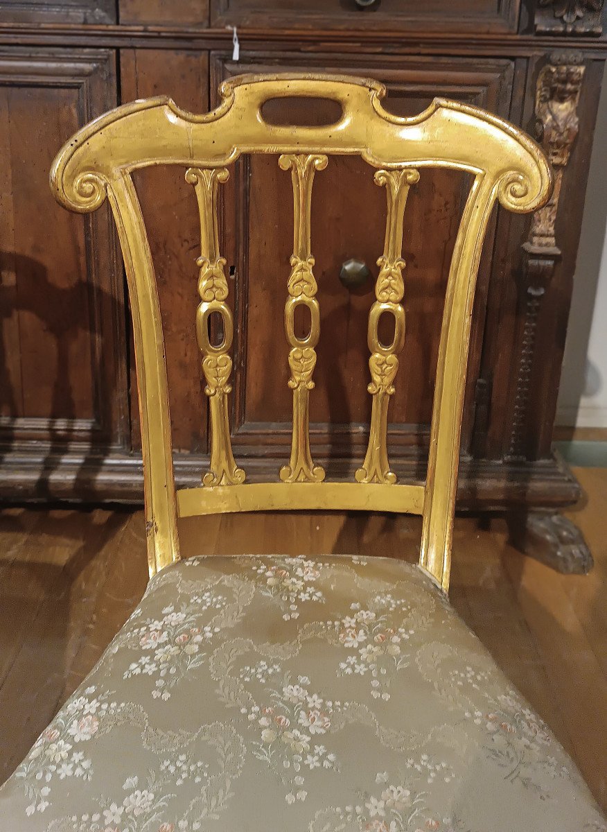 Second Half Of The 19th Century Pair Of Golden Small Chairs -photo-3