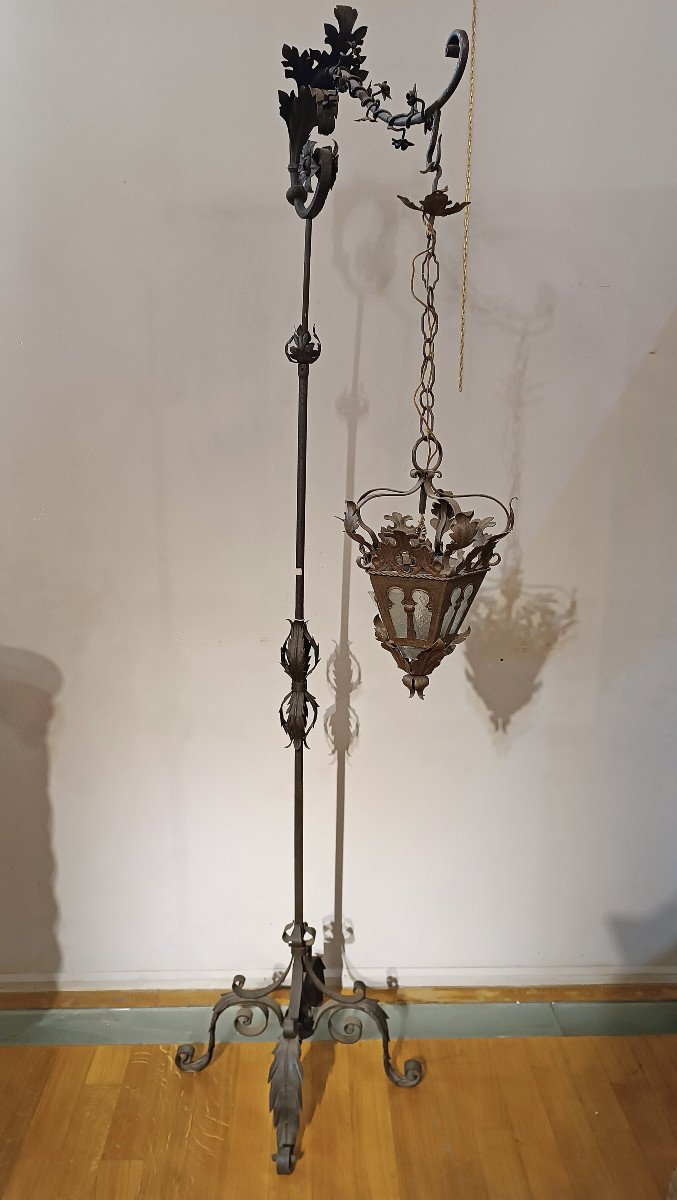 End Of The 19th Century Iron Lantern Holder-photo-3