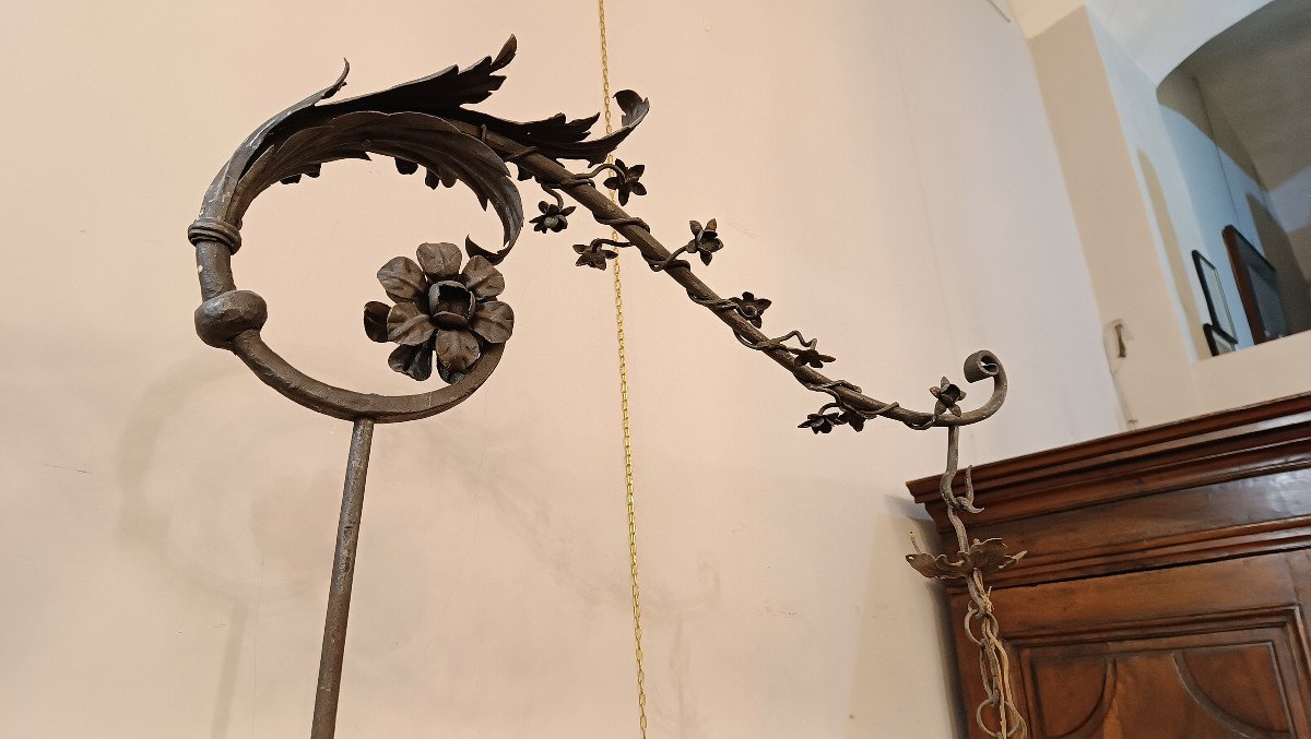 End Of The 19th Century Iron Lantern Holder-photo-4