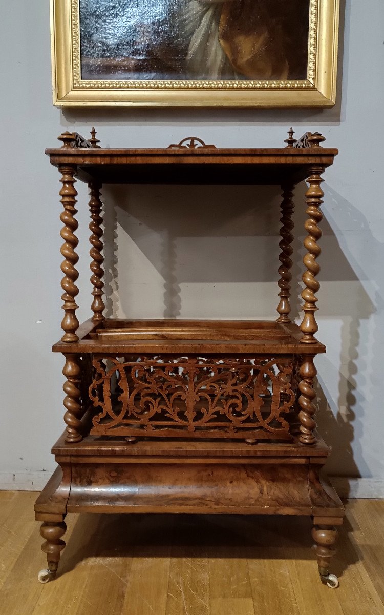 Half 19th Century Magazine Rack In Briar And Solid Walnut-photo-2