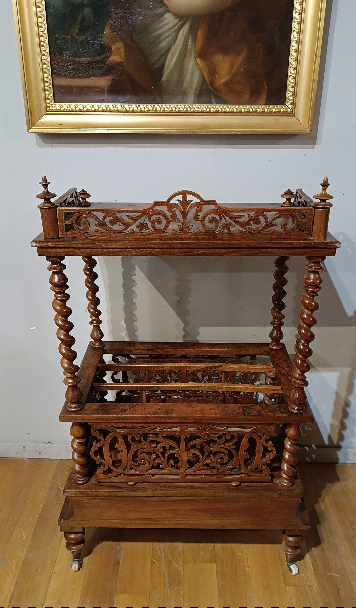 Half 19th Century Magazine Rack In Briar And Solid Walnut-photo-4