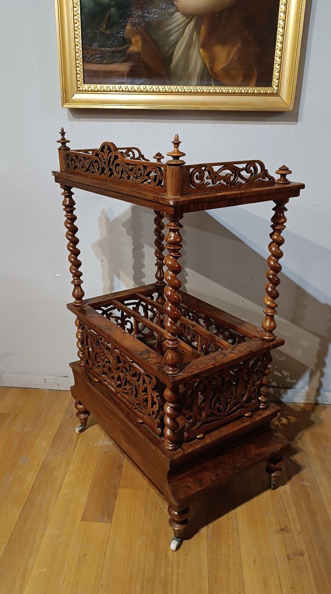 Half 19th Century Magazine Rack In Briar And Solid Walnut-photo-1