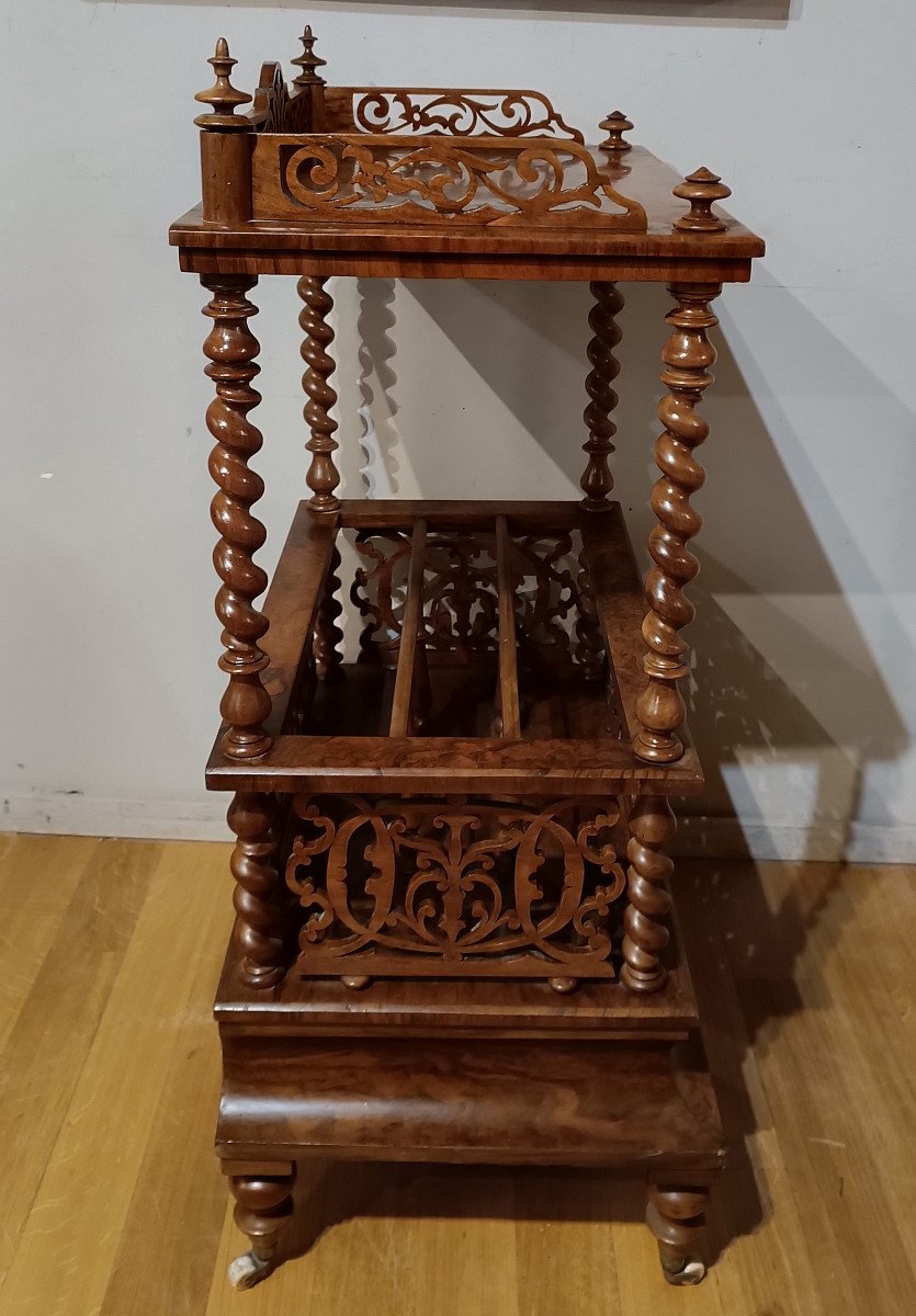 Half 19th Century Magazine Rack In Briar And Solid Walnut-photo-2