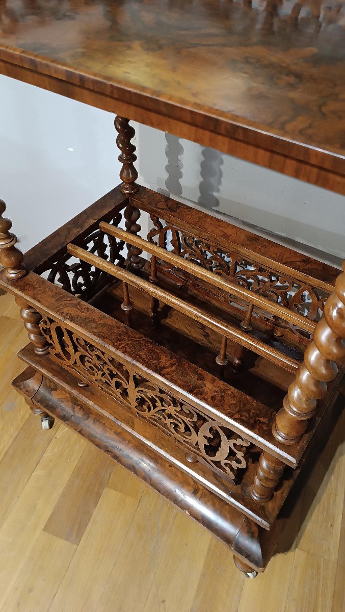 Half 19th Century Magazine Rack In Briar And Solid Walnut-photo-4