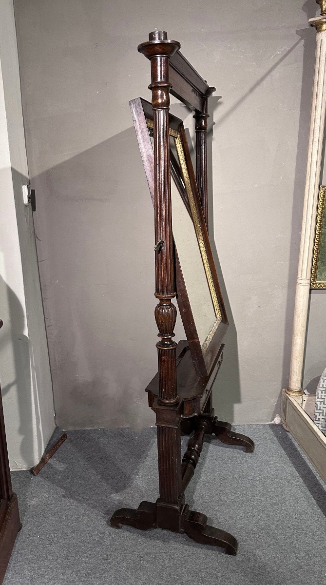 Early 19th Century Psiche Floor Mirror In Walnut-photo-3