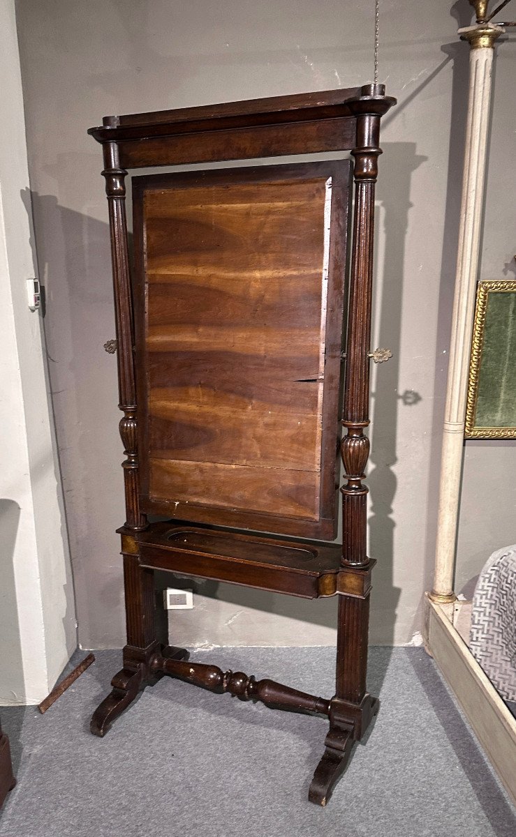 Early 19th Century Psiche Floor Mirror In Walnut-photo-4