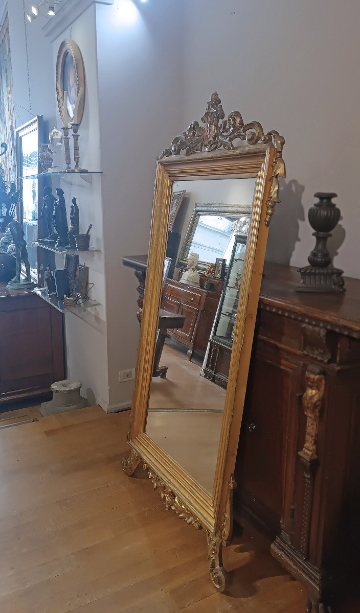 Early 19th Century Golden Mirror With Coat Of Arms-photo-3