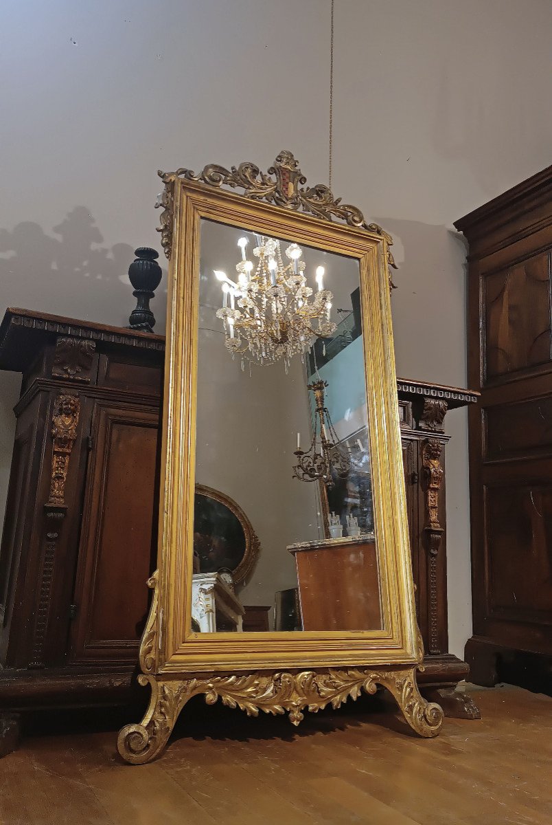 Early 19th Century Golden Mirror With Coat Of Arms-photo-4