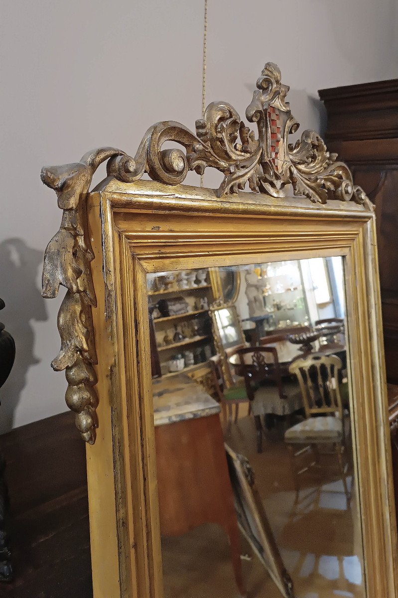 Early 19th Century Golden Mirror With Coat Of Arms-photo-3