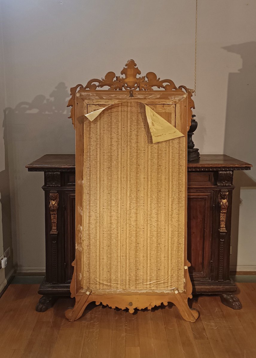 Early 19th Century Golden Mirror With Coat Of Arms-photo-6