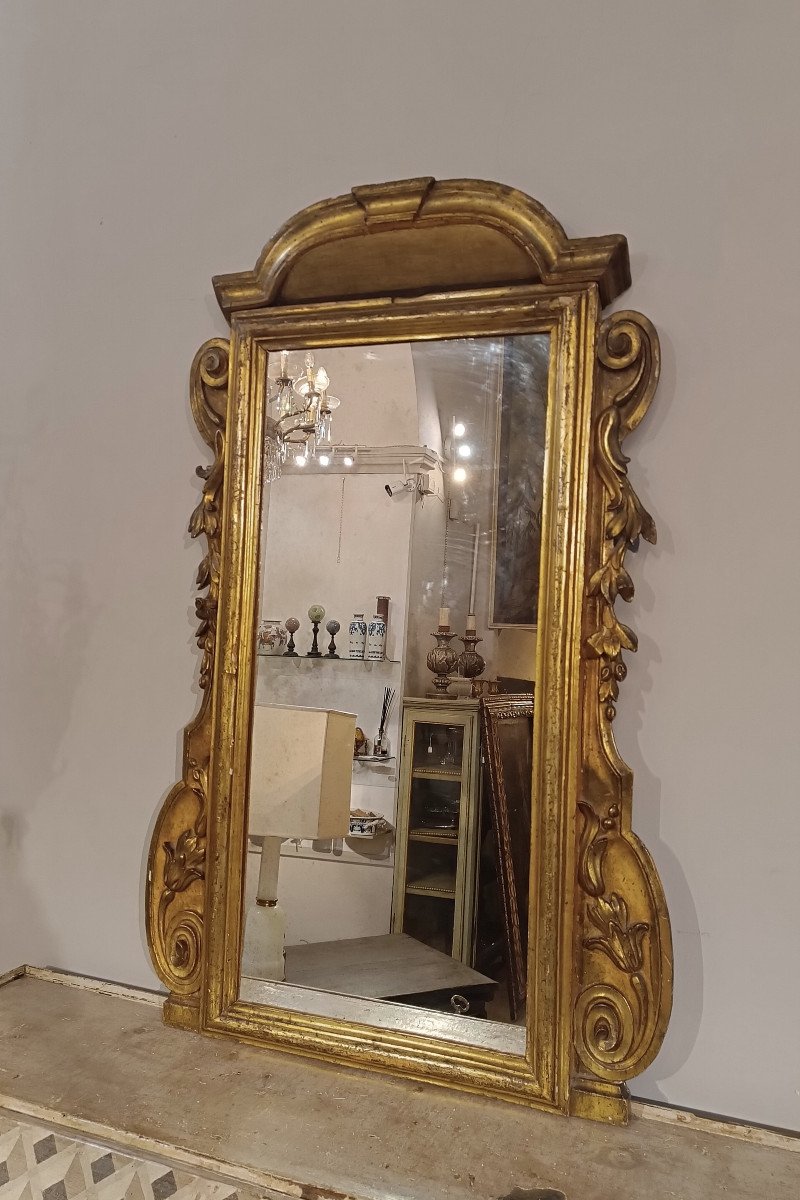 Second Half Of The 18th Century Small Mirror In Golden Wood -photo-3