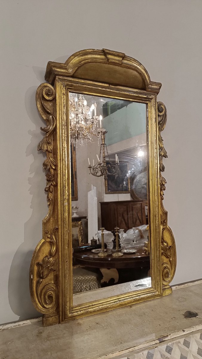 Second Half Of The 18th Century Small Mirror In Golden Wood -photo-4