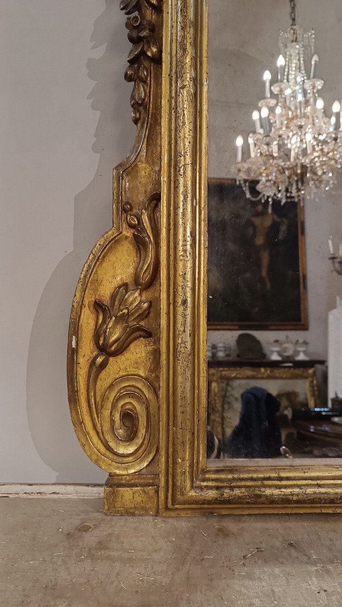 Second Half Of The 18th Century Small Mirror In Golden Wood -photo-1