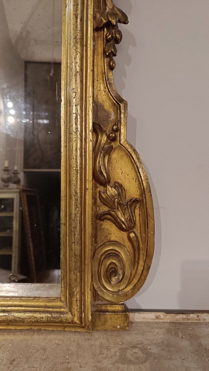 Second Half Of The 18th Century Small Mirror In Golden Wood -photo-3