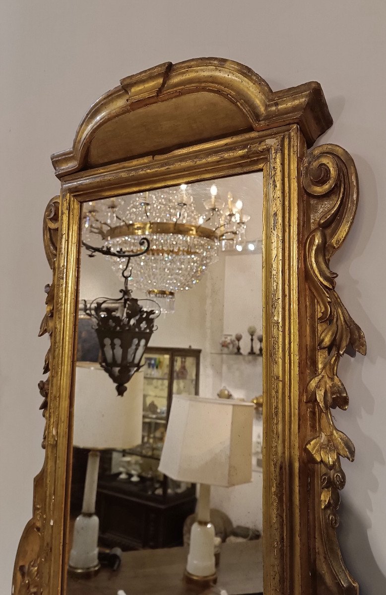 Second Half Of The 18th Century Small Mirror In Golden Wood -photo-5