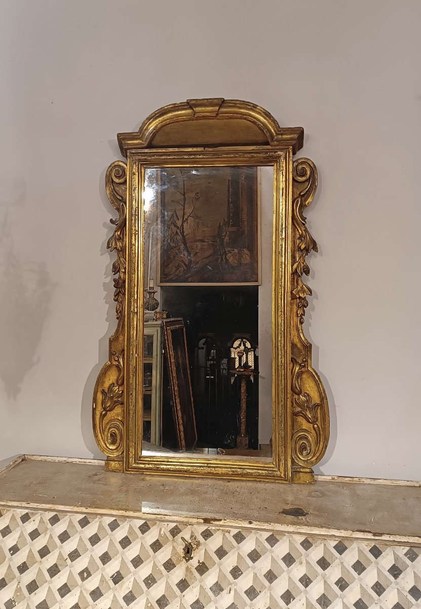 Second Half Of The 18th Century Small Mirror In Golden Wood -photo-7