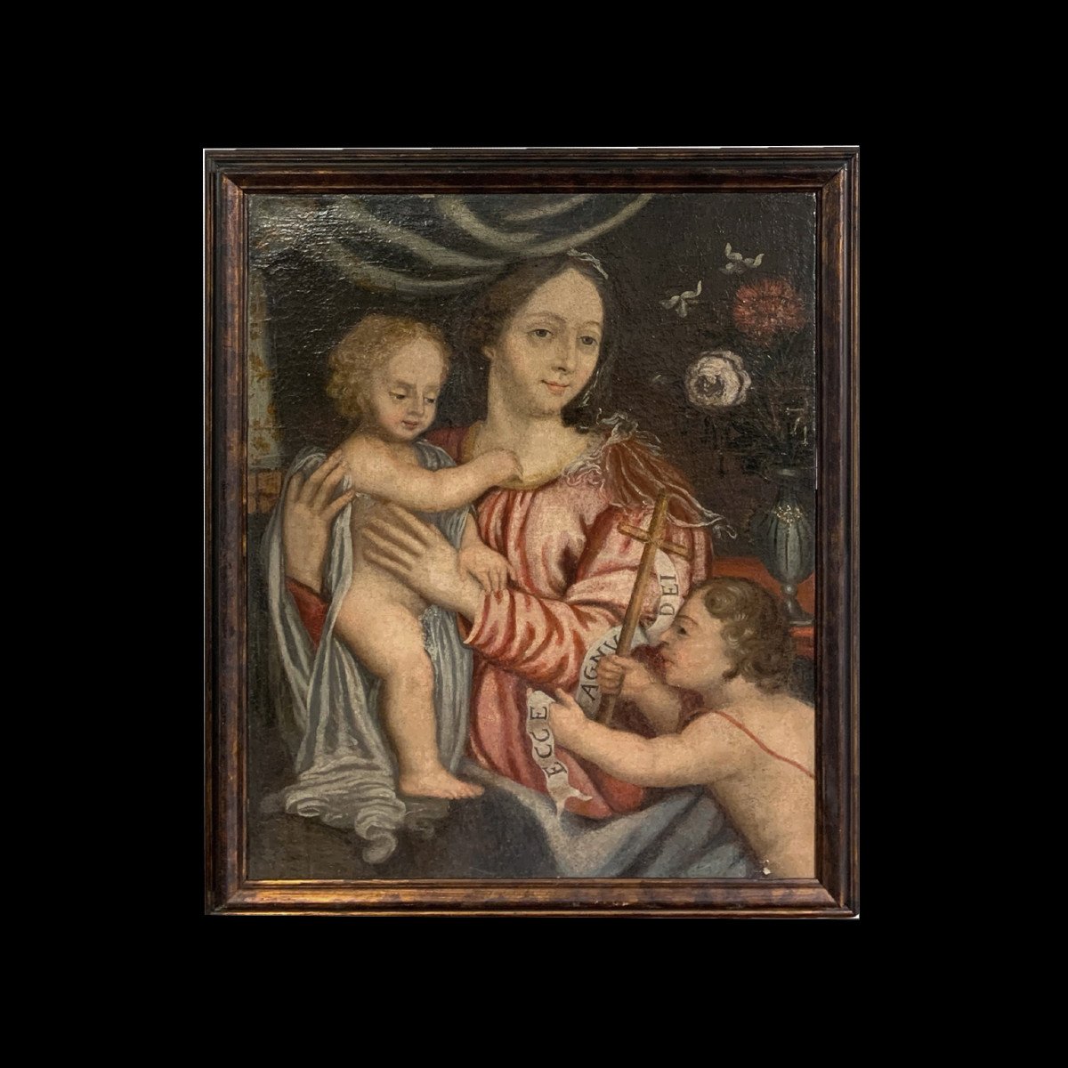 18th Century Painting Madonna With Child And Saint John -photo-2