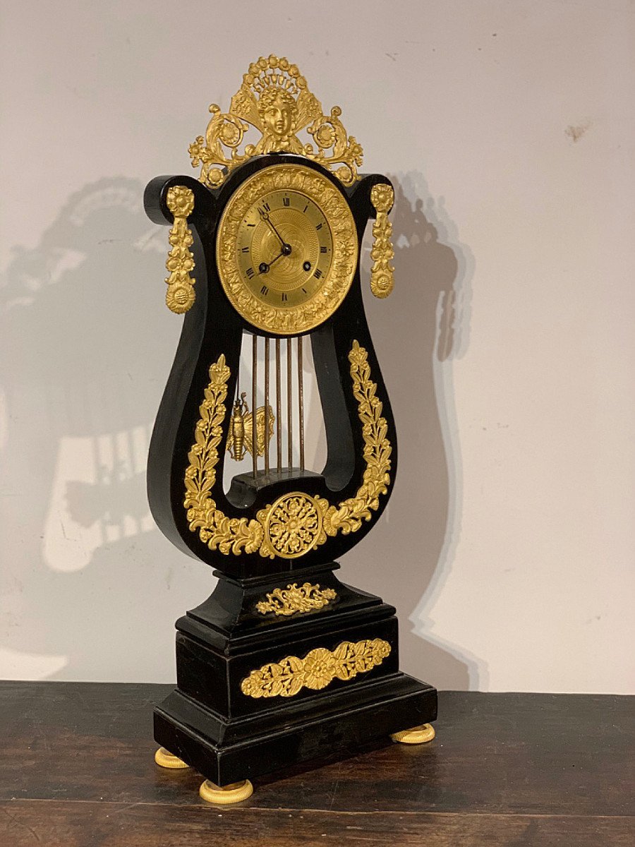 End Of The 18th Century Neoclassical Lyre Clock-photo-2