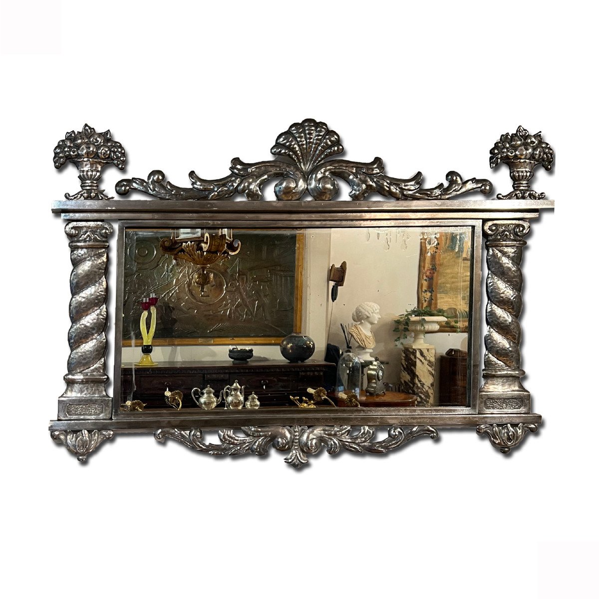 MIROIR EN MÉTAL ARGENT DÉBUT 19ème SIÈCLE