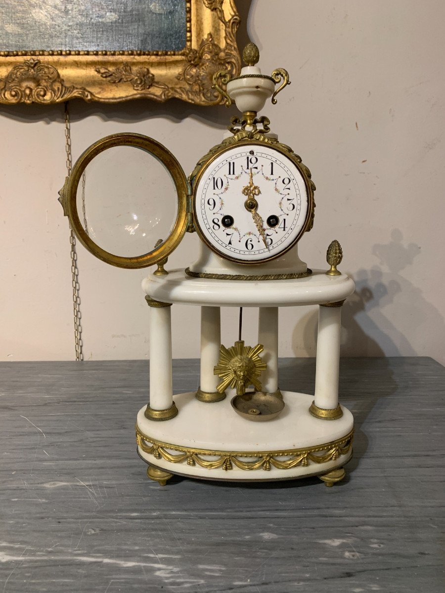 Mid 19thcentury Triptyry Clock And Candlesticks-photo-3