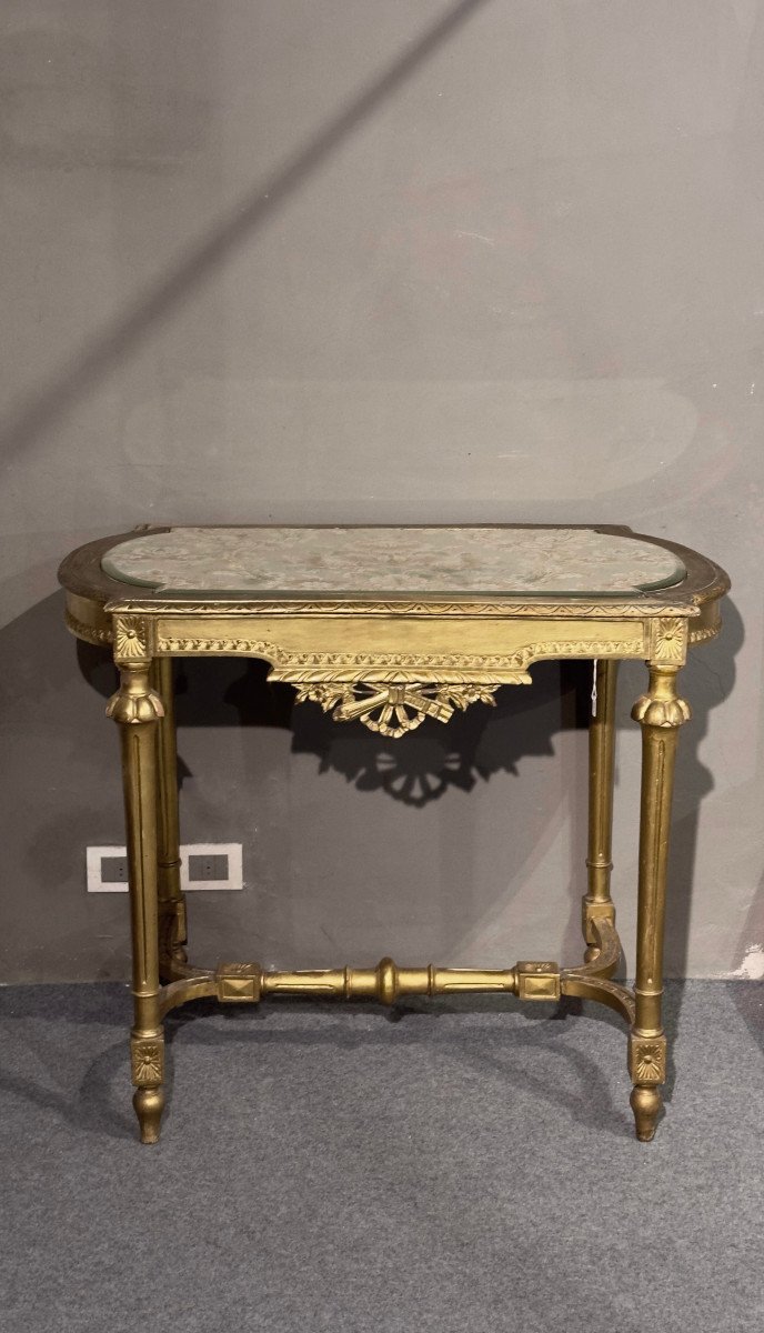 End Of The 19th Century Golden Table In Neoclassic Style -photo-2