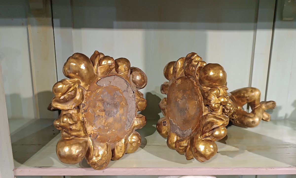 First 19th Century Pair Of Golden Planter Holders-photo-4