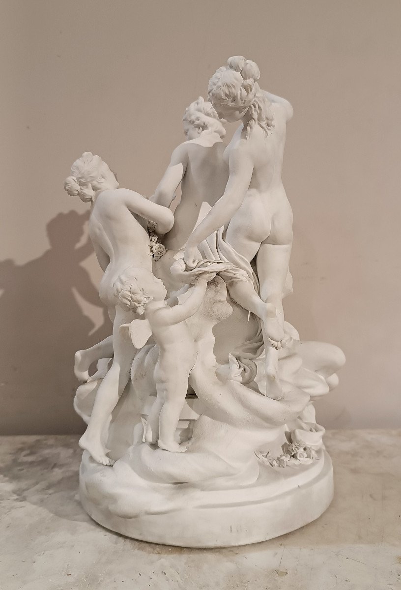 Mid-19th Century Sculptural Group In Biscuit "toilet Of Venus" -photo-4