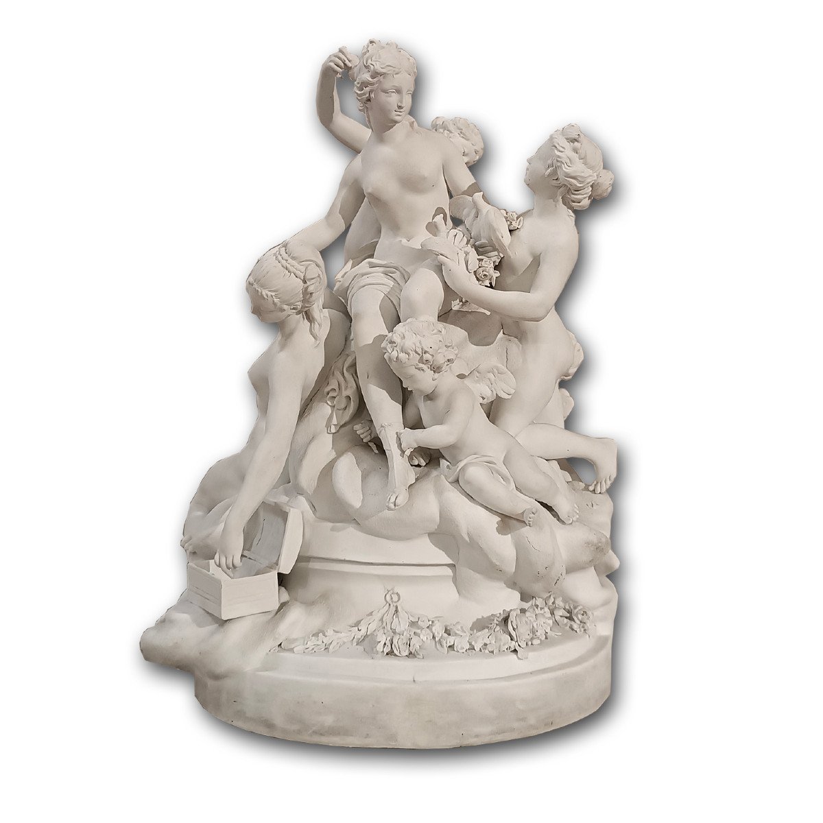 Mid-19th Century Sculptural Group In Biscuit "toilet Of Venus" 