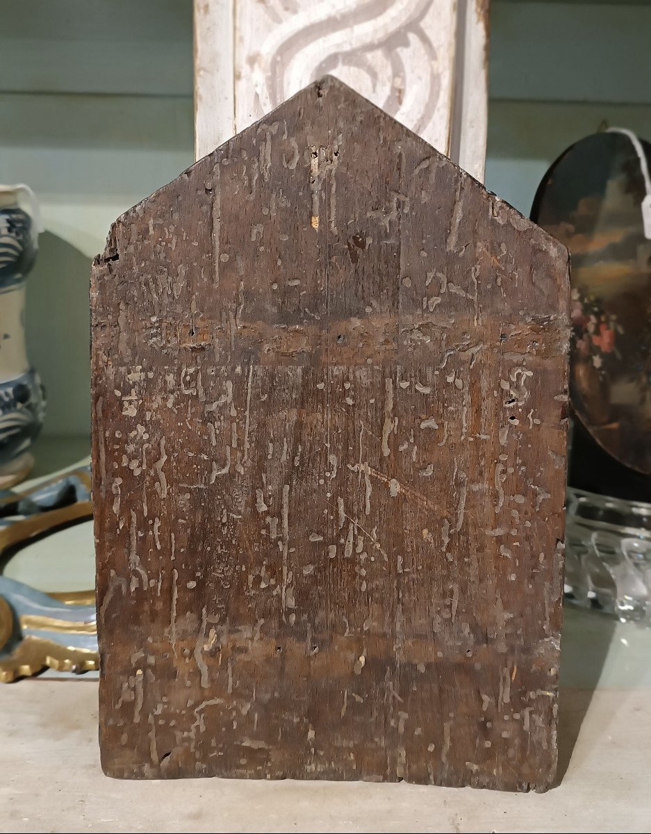 Late 14th-early 15th Century Wooden Panel With Gold Background Depicting Saint Thomas Aquinas-photo-6